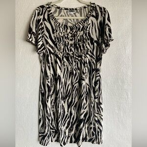Black and White Zebra Print Mini Dress